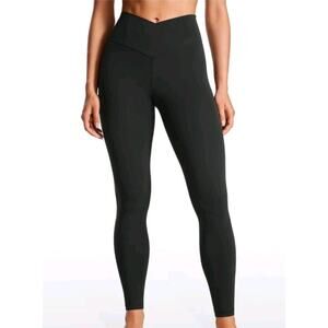 CRZ Yoga Women's Butterluxe V Crossover High-Rise 28" Black Leggings Size Medium